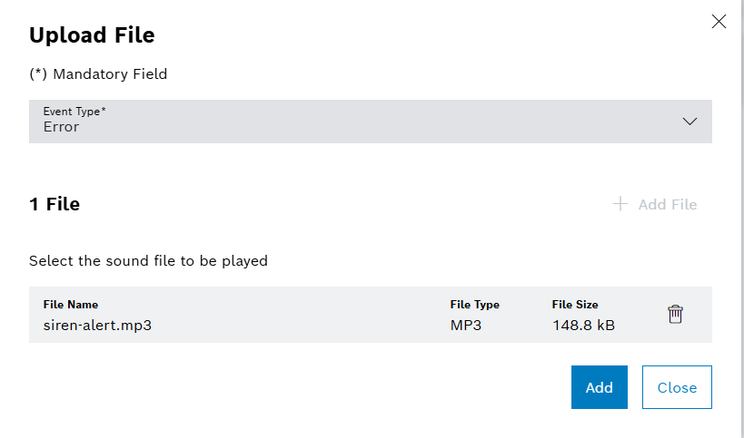 Upload dialog window