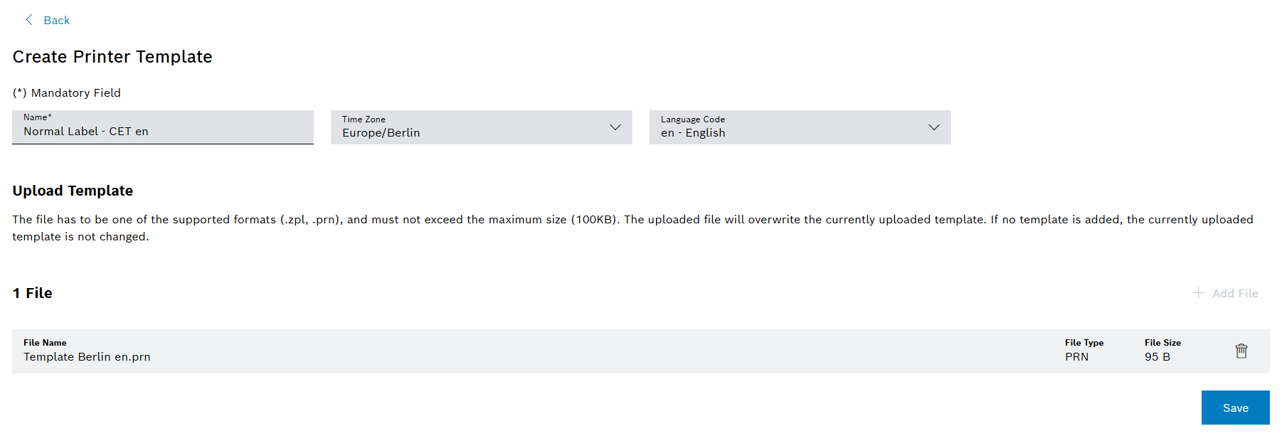 create printer template