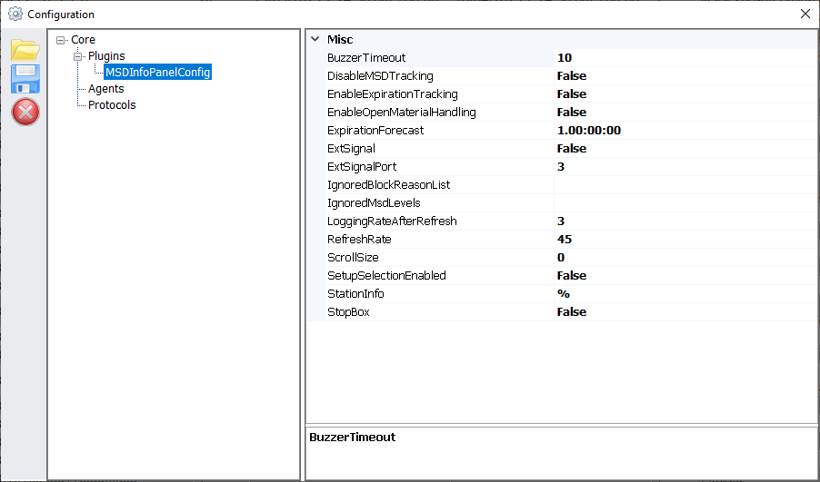 MaterialInfoPanel Settings