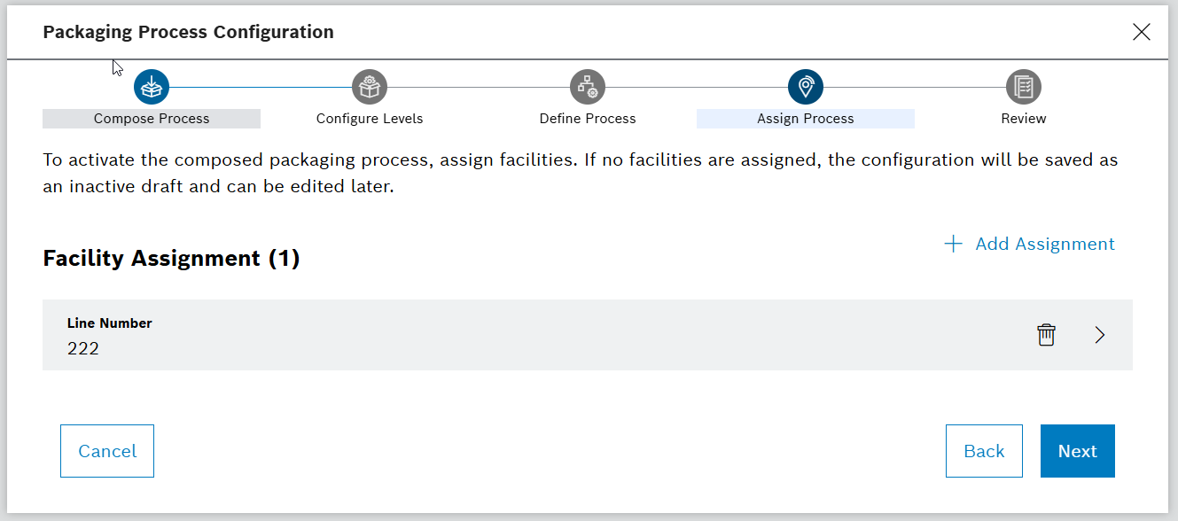 Facility Assignment list