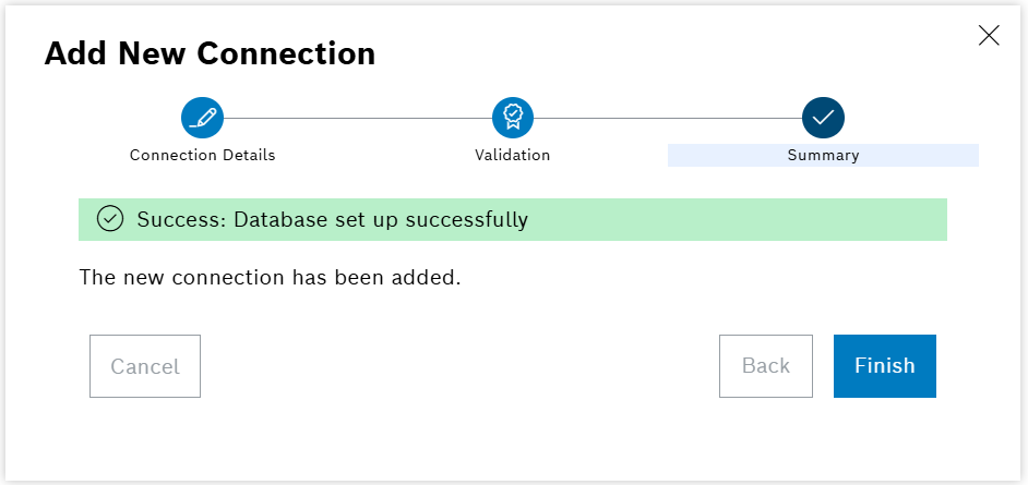 Add Connection Successful Dialog