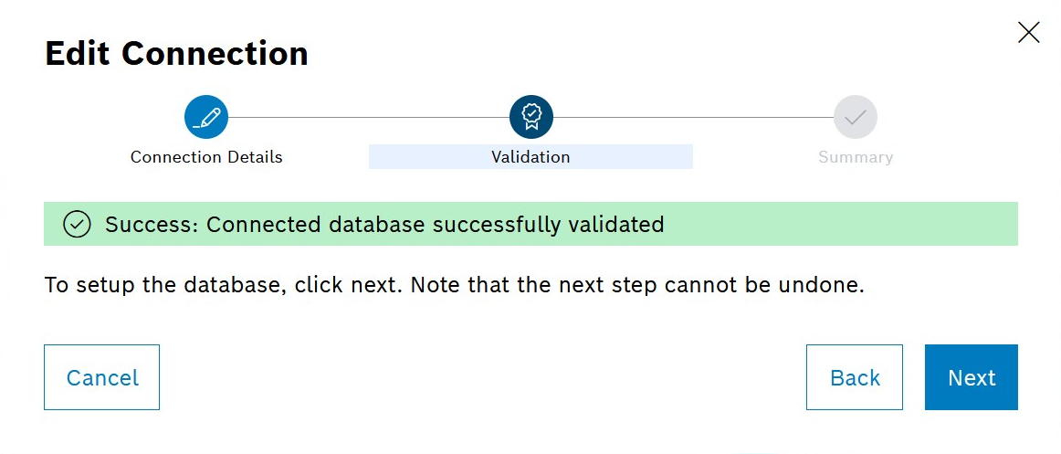 Edit Connection Successful Validation Dialog
