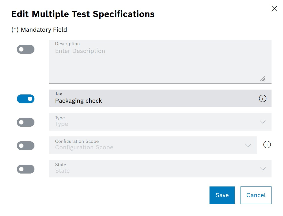 Test Specifications Mass Edit