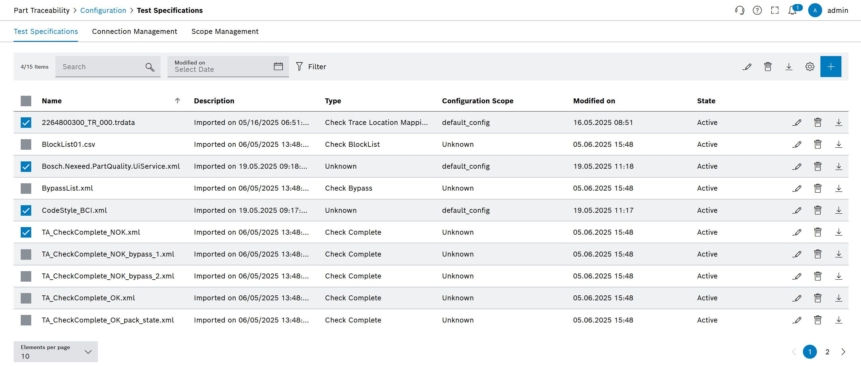 Test Specifications Overview