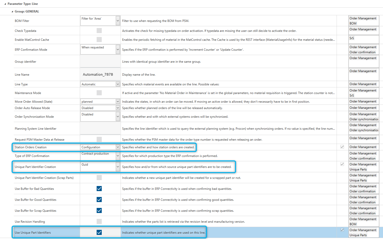 Ordermanagement settings