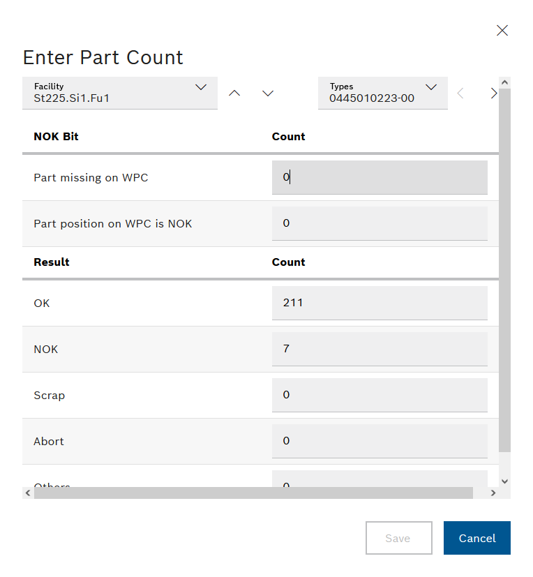 Stückzahl eingeben Dialog