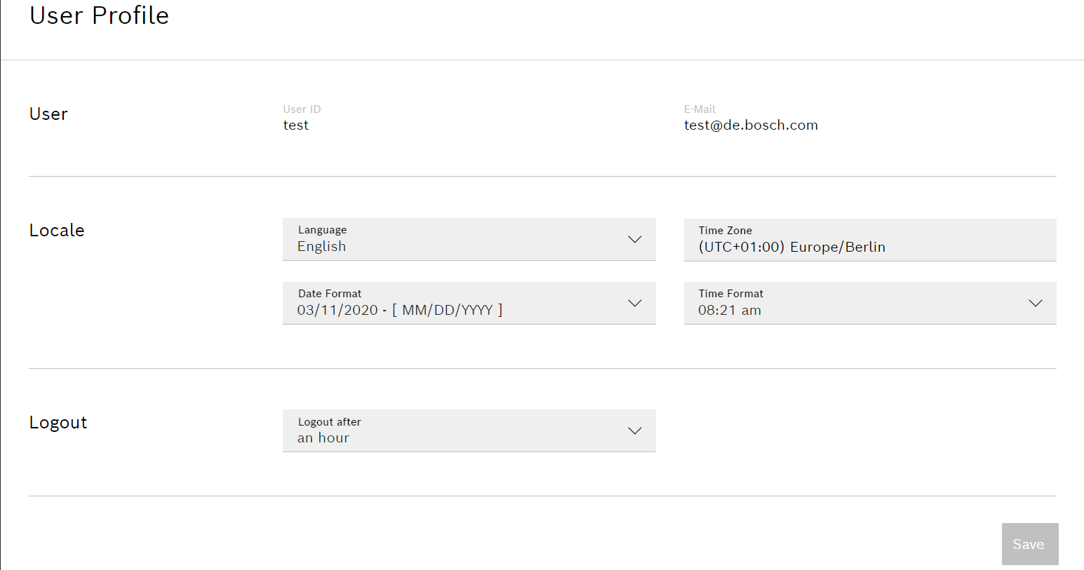 User Profile page
