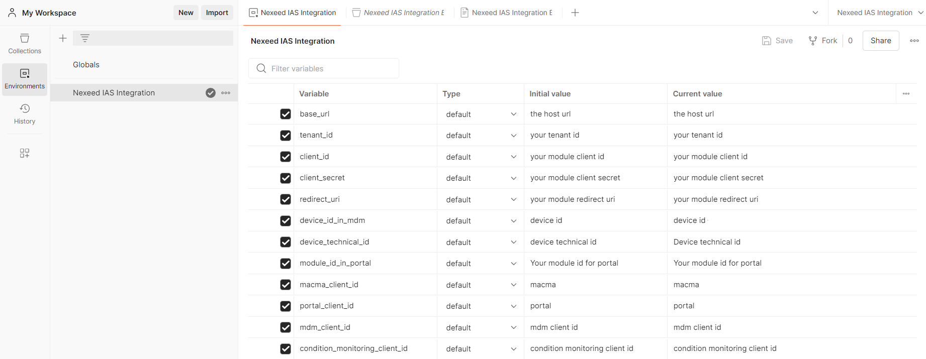 env variables