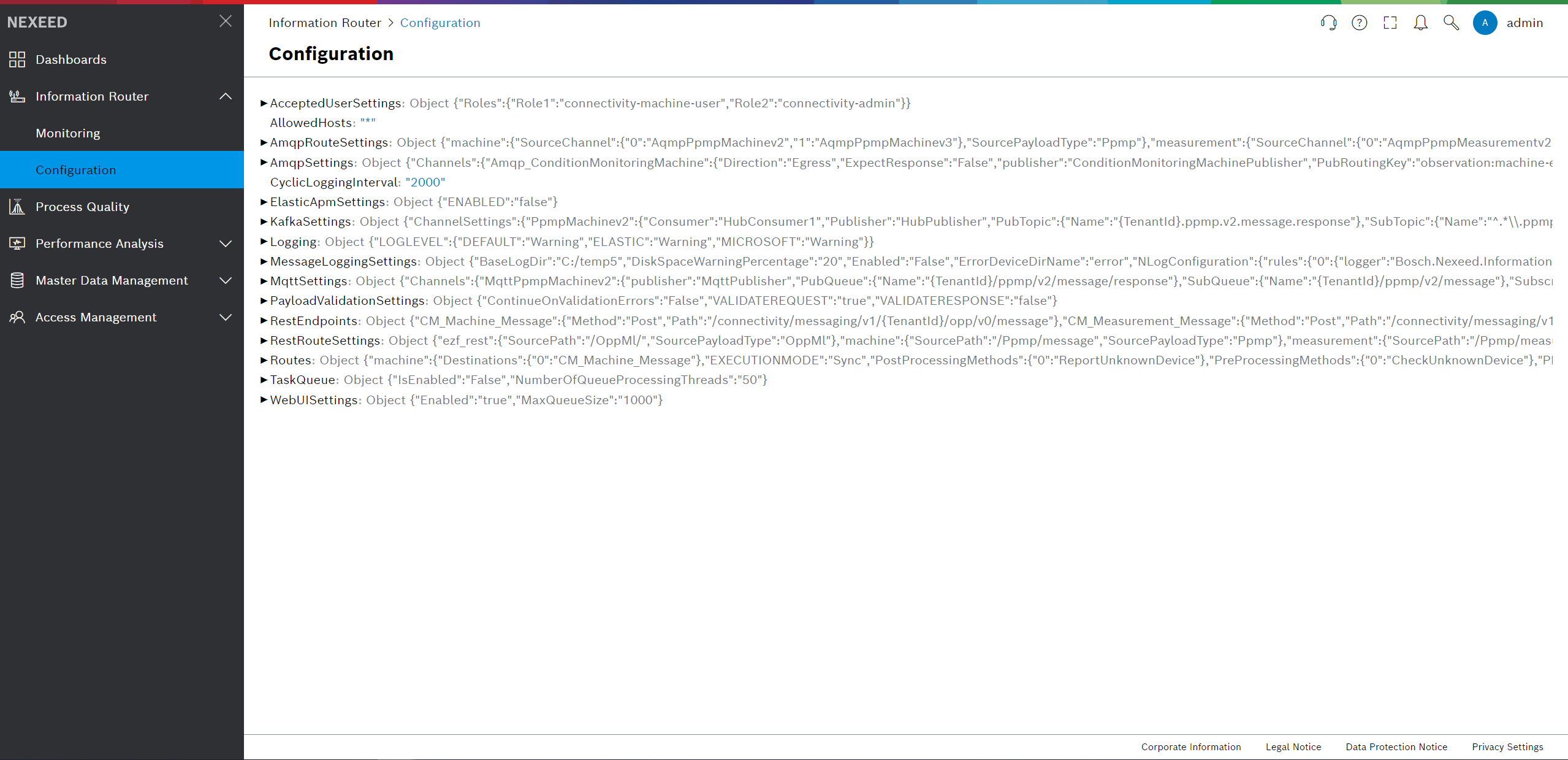 Information Router config view