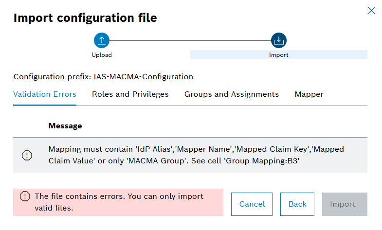 Validation error