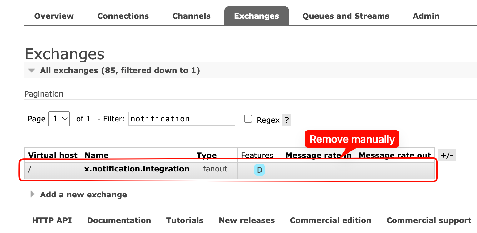 Exchange to delete