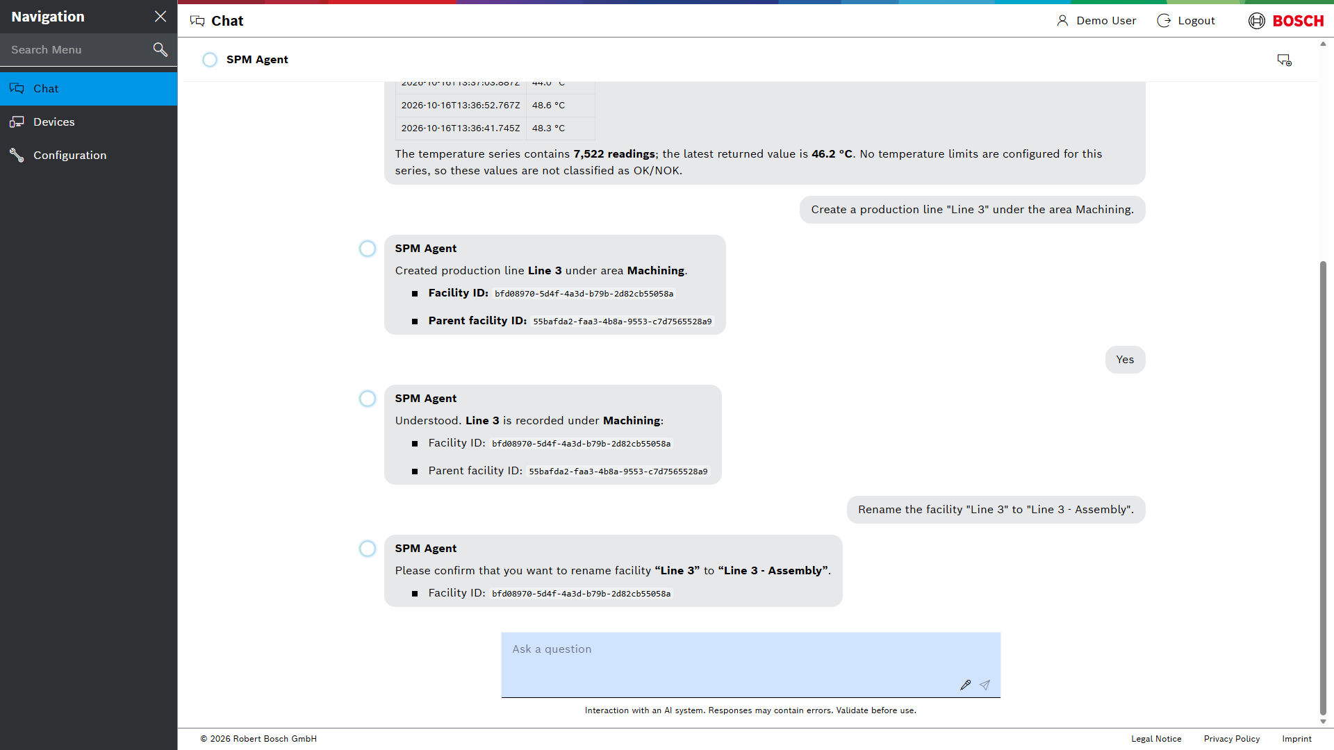 The agent asks for confirmation