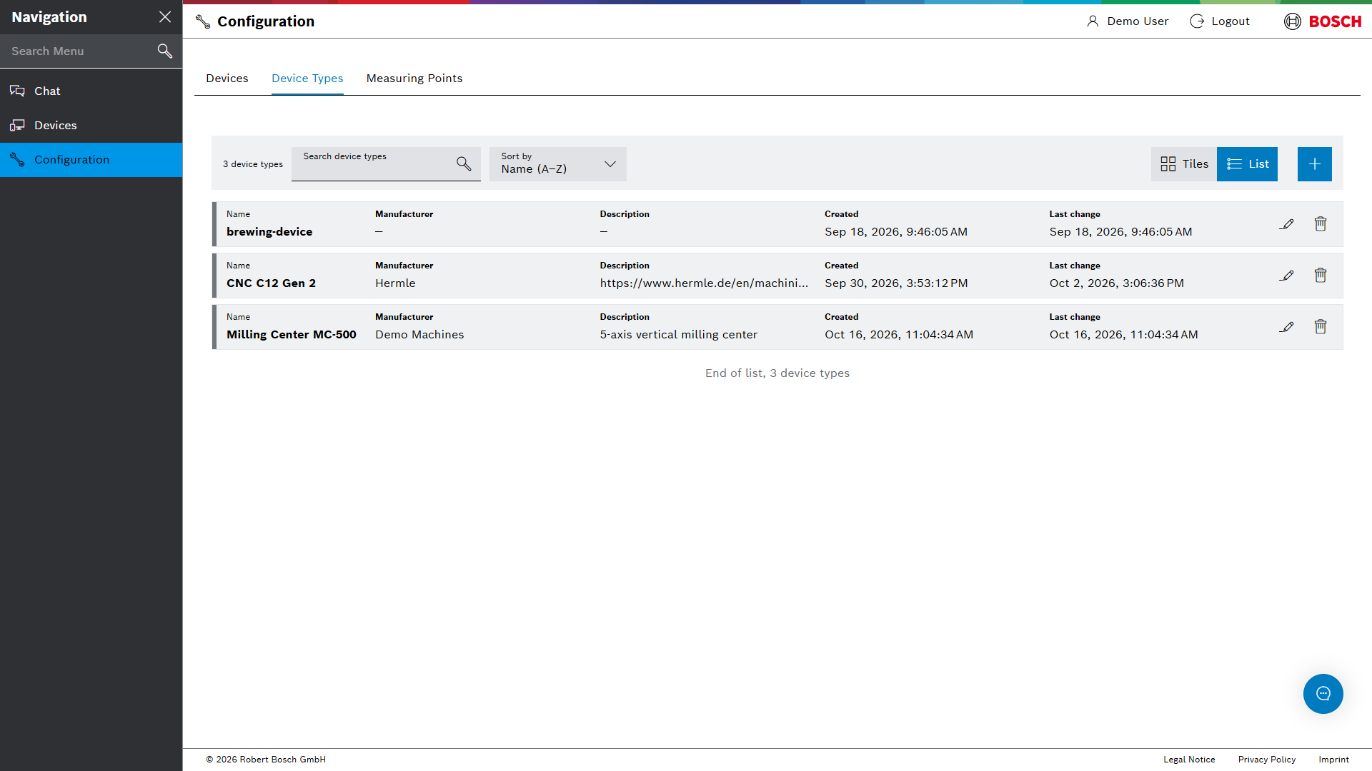 Configuration > Device Types