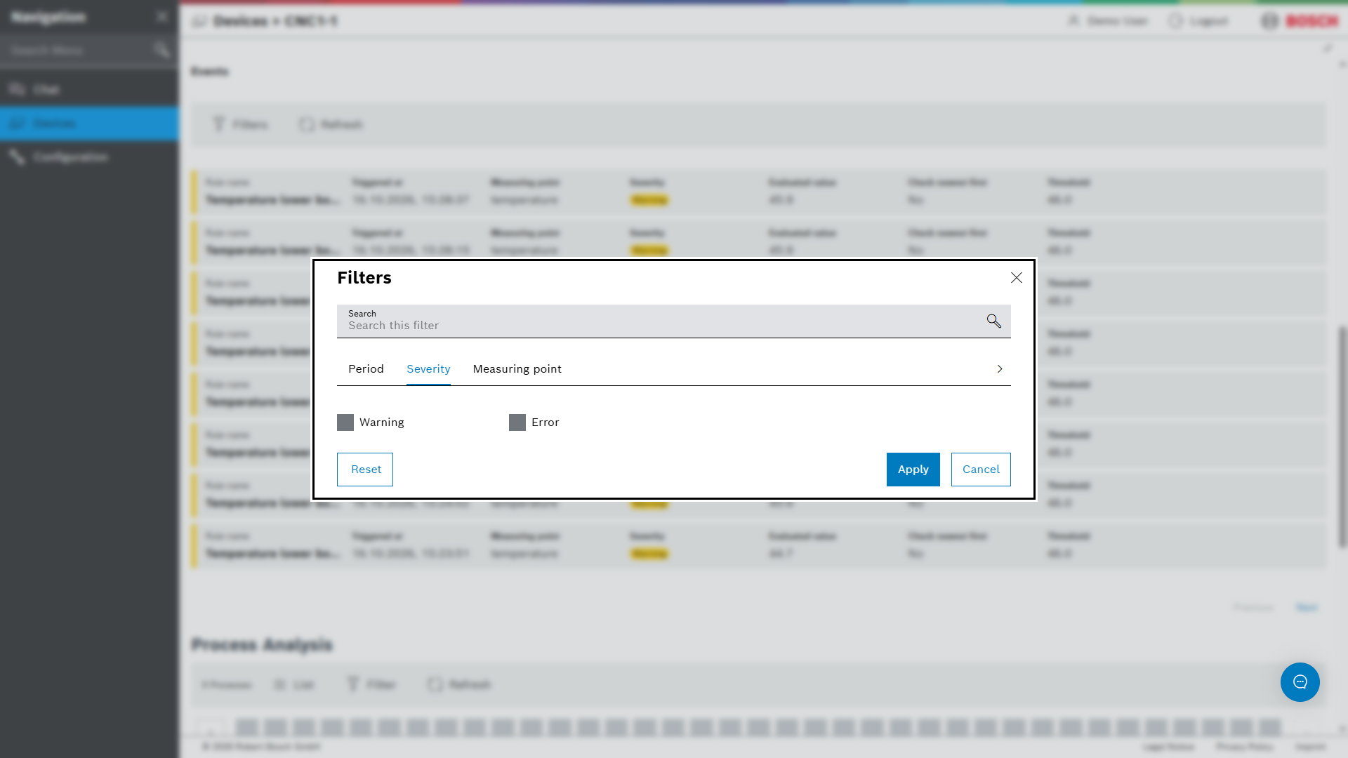 Filter events