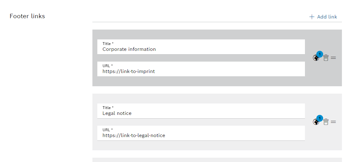 footer links