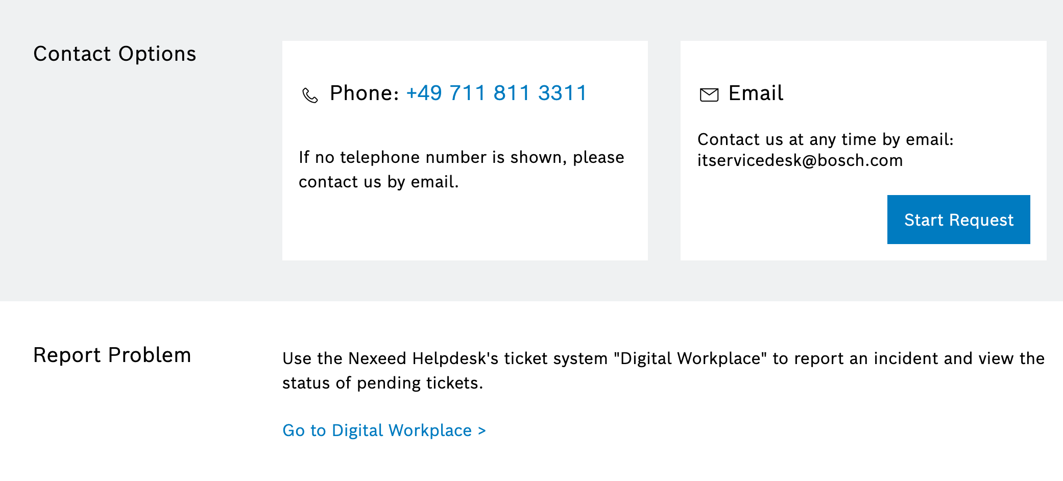 Default support page