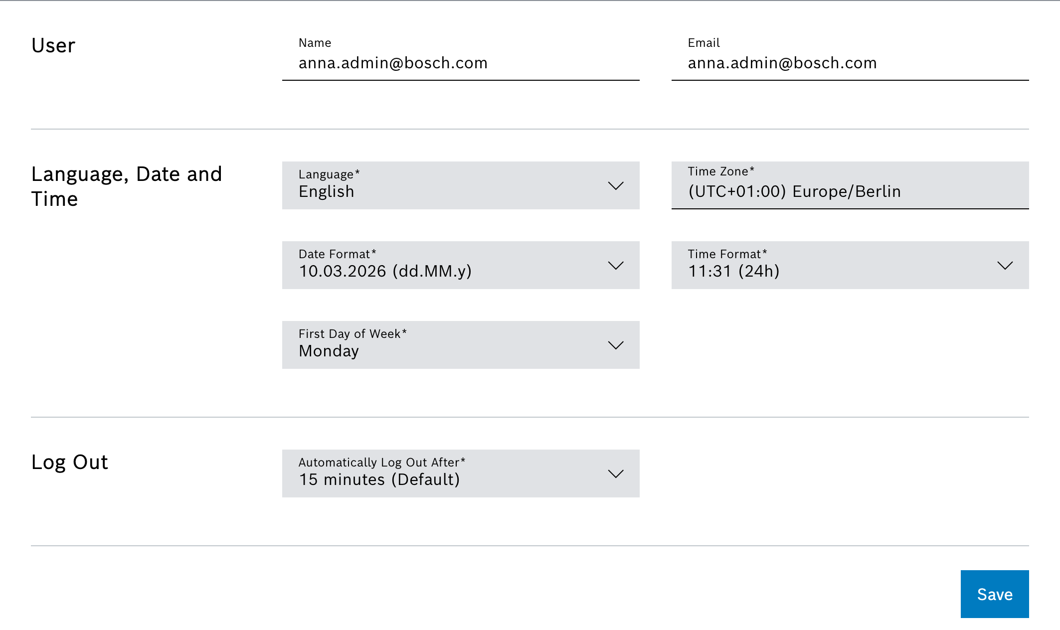 User profile dialog window